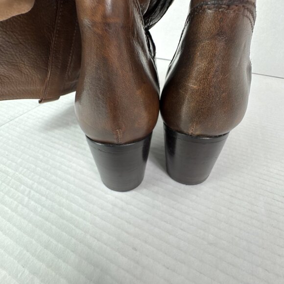 Made in Italy Women's 37 US7.5 Pullon Tall Riding Boot Burnished Distressed Leat - Picture 13 of 16